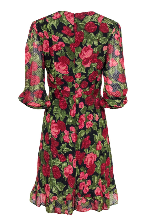 Current Boutique-The Kooples - Rose Printed Button Front Silk Dress Sz L