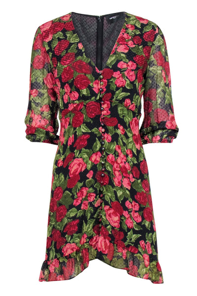 Current Boutique-The Kooples - Rose Printed Button Front Silk Dress Sz L