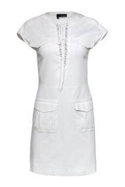 Current Boutique-The Kooples - White Textured Lace-Up Bodycon Dress Sz 2