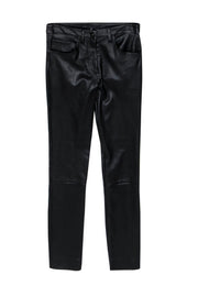 Current Boutique-The Row - Black Shiny Leather Skinny Pants Sz 0