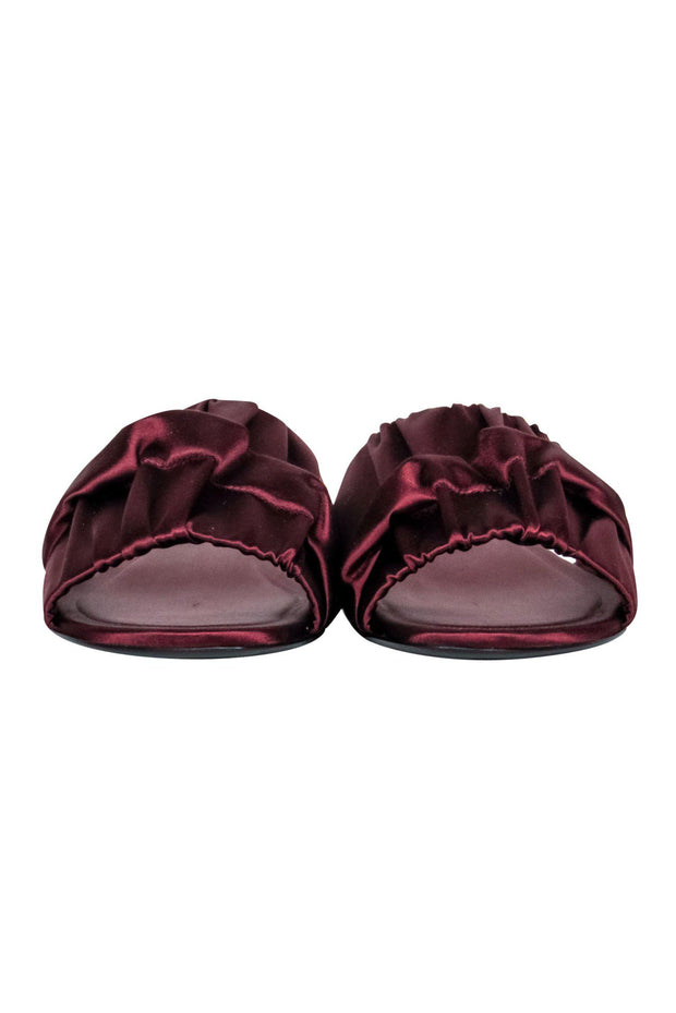 Current Boutique-The Row - Oxblood Satin "Ellen" Slide Sandals Sz 7