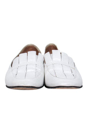 Current Boutique-The Row - White Leather Pleated Loafers Sz 8.5