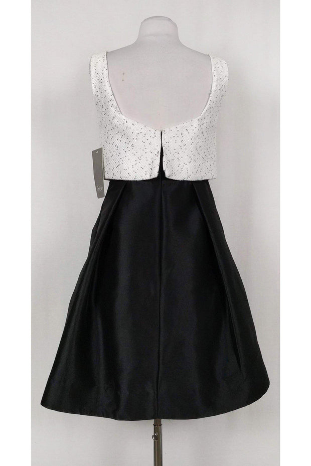 Current Boutique-Theia - White Sequin & Black Flared Dress Sz 4