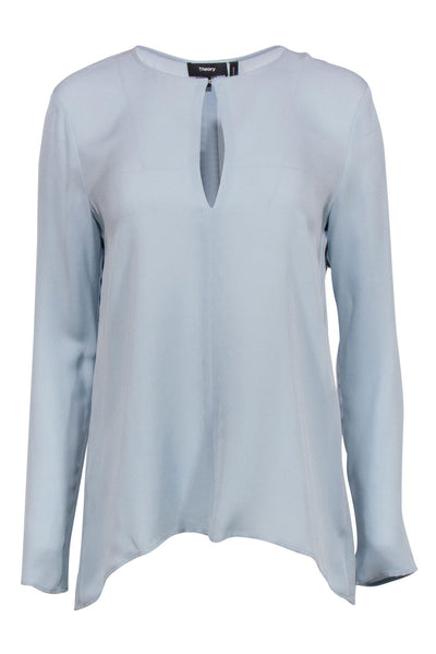 Current Boutique-Theory - Baby Blue Long Sleeve Silk Blouse Sz S