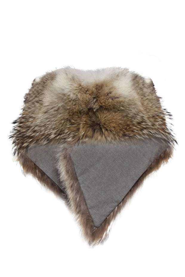 Current Boutique-Theory - Beige Coyote Fur "Tashia" Shawl OS
