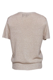 Current Boutique-Theory - Beige Knit Short Sleeve Sweater Sz L
