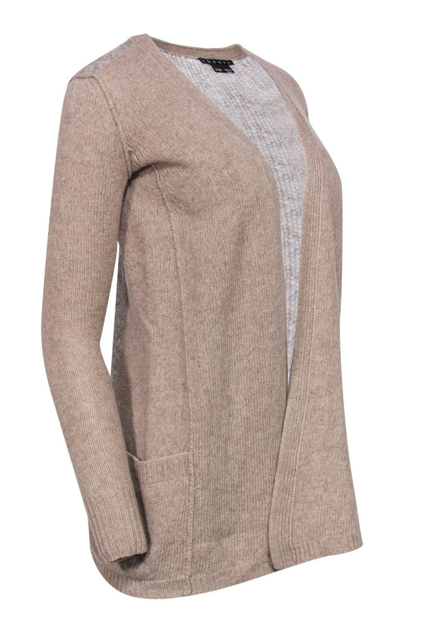 Current Boutique-Theory - Beige Open Front Knit Cardigan w/ Light Grey Back Sz P