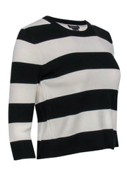 Current Boutique-Theory - Black & Cream Striped Cropped Sweater Sz S