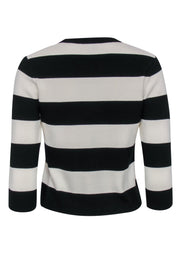 Current Boutique-Theory - Black & Cream Striped Cropped Sweater Sz S