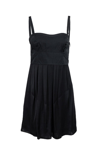 Current Boutique-Theory - Black Fit & Flare Silk Blend Dress Sz 4