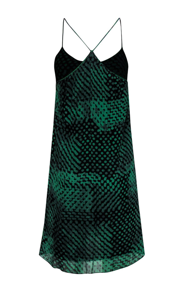 Current Boutique-Theory - Black & Green Spotted Sleeveless Silk Sheath Dress Sz S