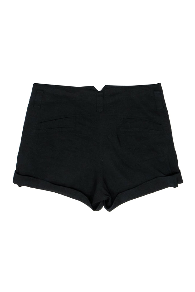 Current Boutique-Theory - Black High Waisted Linen Blend Shorts Sz 2