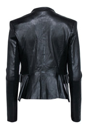 Current Boutique-Theory – Black Leather Blazer Jacket w/ Front Lapels Sz M