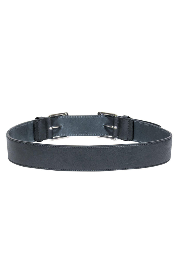 Current Boutique-Theory - Black Leather Double Buckle Belt Sz M