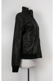 Current Boutique-Theory - Black Leather Jacket Sz L