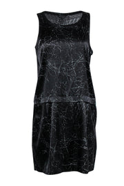 Current Boutique-Theory - Black Lightning Flash Printed Satin Shift Dress Sz 10