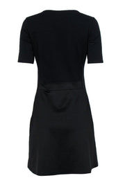 Current Boutique-Theory - Black & Navy Paneled Short Sleeve Sheath Dress Sz M