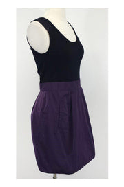 Current Boutique-Theory - Black & Purple Wool Blend Sleeveless A-Line Dress Sz 2