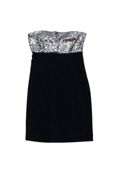 Current Boutique-Theory - Black Sequined Strapless Dress Sz 6