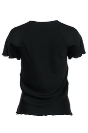 Current Boutique-Theory - Black Short Sleeve Button-Front Silk Blouse Sz P