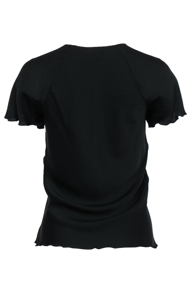 theory black silk blouse