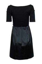 Current Boutique-Theory - Black Short Sleeve Sheath Dress w/ Pleated Skirt Sz 2
