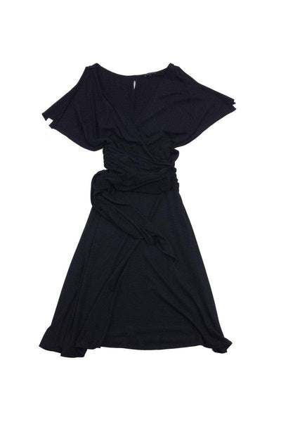 Current Boutique-Theory - Black Short Sleeves Midi Dress Sz P