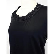 Current Boutique-Theory - Black Silk Shift Dress w/Chain Neckline Detail Sz 8