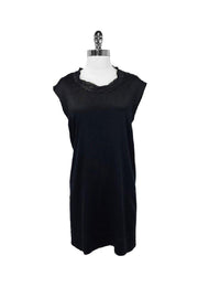 Current Boutique-Theory - Black Silk Shift Dress w/Chain Neckline Detail Sz 8