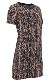 Current Boutique-Theory - Black, Tan & Pink Printed Cotton T-Shirt Dress Sz P