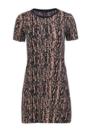 Current Boutique-Theory - Black, Tan & Pink Printed Cotton T-Shirt Dress Sz P