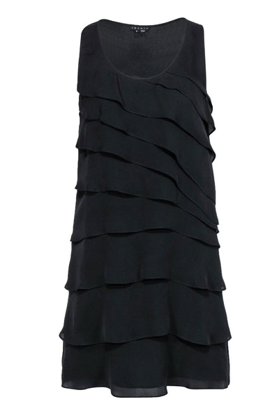 Current Boutique-Theory - Black Tiered Ruffled Tank Shift Dress Sz 2