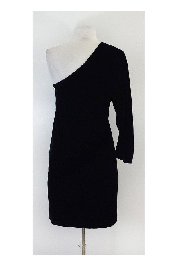 Current Boutique-Theory - Black Velvet One Shoulder Birkita Dress Sz 4