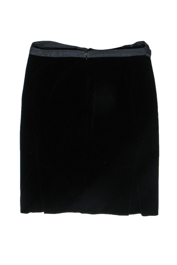 Current Boutique-Theory - Black Velvet Pencil Skirt w/Tie Belt Sz 4