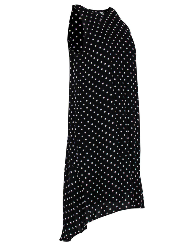 Current Boutique-Theory - Black & White Polka Dot Sleeveless Silk Shift Dress Sz 4