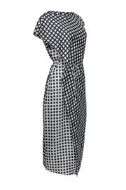Current Boutique-Theory - Black & White Square Print Silk Wrap Dress Sz 10