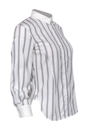 Current Boutique-Theory - Black & White Striped Button-Up Blouse Sz P