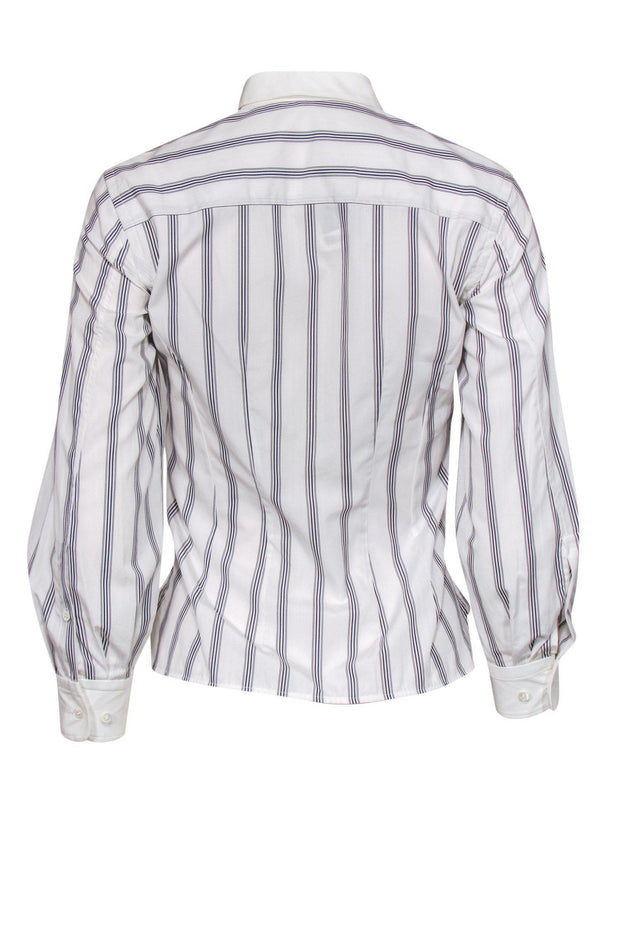 Current Boutique-Theory - Black & White Striped Button-Up Blouse Sz P