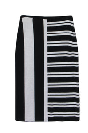 Current Boutique-Theory - Black & White Striped Knit Midi Skirt Sz S