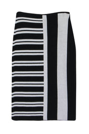 Current Boutique-Theory - Black & White Striped Knit Midi Skirt Sz S