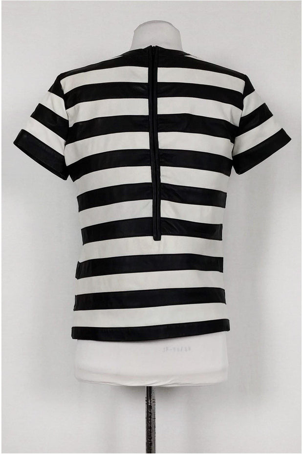 Current Boutique-Theory - Black & White Striped Leather Top Sz S