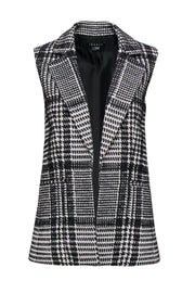 Current Boutique-Theory - Black & White Woven Houndstooth Print Open Vest Sz 0