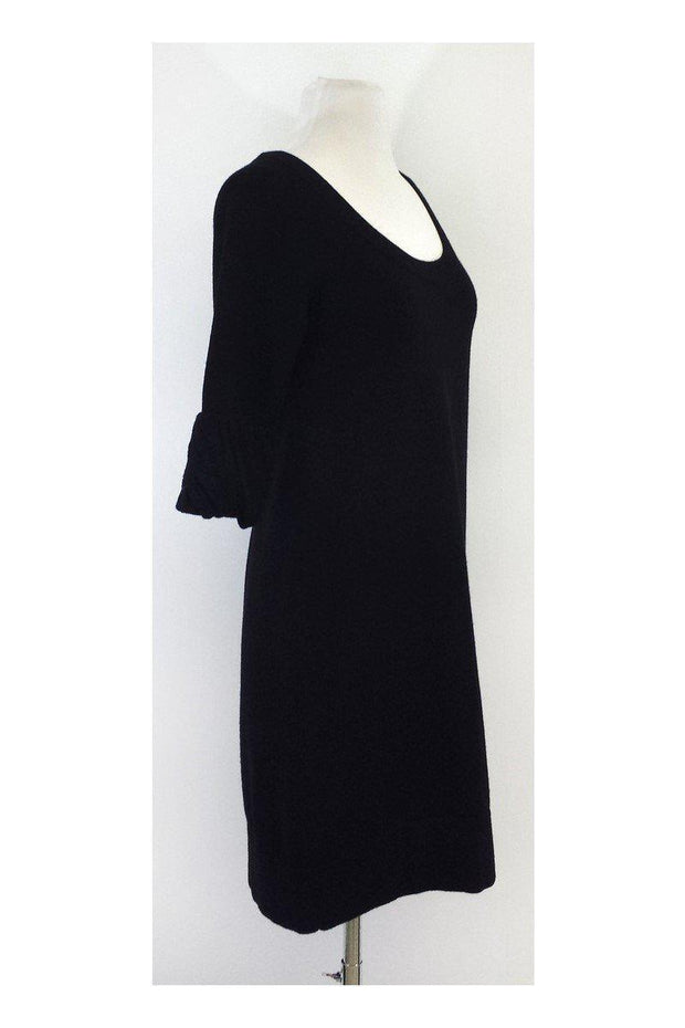 Current Boutique-Theory - Black Wool 3/4 Sleeve Shift Dress Sz S