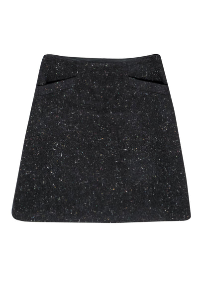 Current Boutique-Theory - Black Wool Blend A-Line Skirt w/ Multicolored Speckles Sz 4