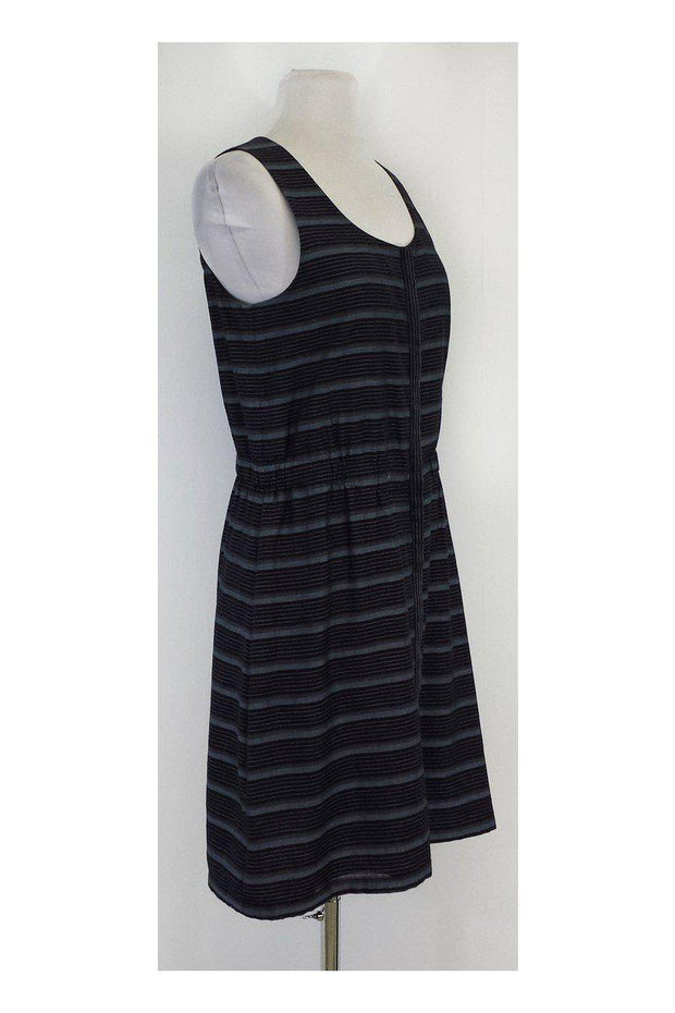 Current Boutique-Theory - Blue & Grey Striped Cotton Sleeveless Dress Sz 8