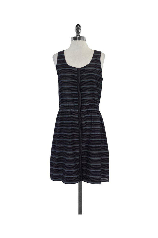 Current Boutique-Theory - Blue & Grey Striped Cotton Sleeveless Dress Sz 8