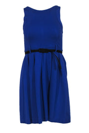 Current Boutique-Theory - Blue Sleeveless Pleated Fit & Flare Dress w/ Belt Sz 0