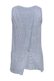 Current Boutique-Theory - Blue & White Striped Linen Tank w/ Draped Back Sz S