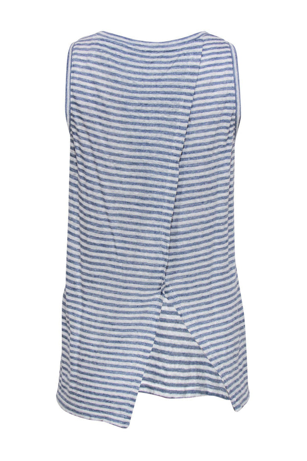 Current Boutique-Theory - Blue & White Striped Linen Tank w/ Draped Back Sz S
