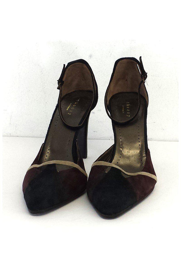 Current Boutique-Theory - Brown, Black & Tan Ankle Strap Heels Sz 9.5